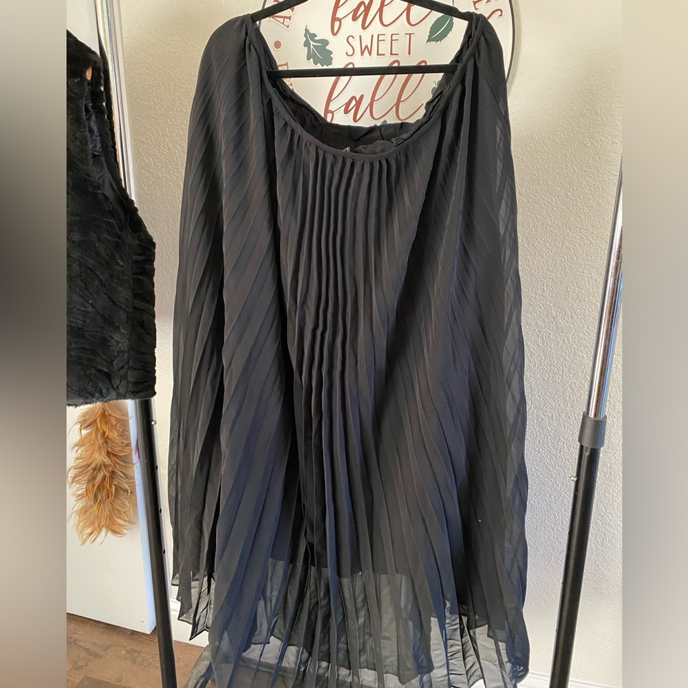 Impressions (Millenium Edition) Black Pleated Dress Skirt (Plus/Tall)(2X-3X)